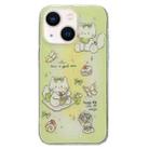 For iPhone 14 Double Sided IMD Full Coverage TPU Phone Case(Green Bow Cat) - 1