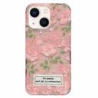 For iPhone 14 Double Sided IMD Full Coverage TPU Phone Case(Pink Petals Green Stems) - 1