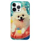 For iPhone 14 Pro Double Sided IMD Full Coverage TPU Phone Case(Pink Swimming Ring Pomeranian) - 1