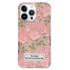 For iPhone 14 Pro Double Sided IMD Full Coverage TPU Phone Case(Pink Petals Green Stems) - 1