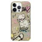 For iPhone 14 Pro Max Double Sided IMD Full Coverage TPU Phone Case(Red Glasses Puppy Love) - 1