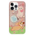 For iPhone 14 Pro Max Double Sided IMD Full Coverage TPU Phone Case(Dachshund Bow Cat) - 1