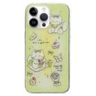 For iPhone 14 Pro Max Double Sided IMD Full Coverage TPU Phone Case(Green Bow Cat) - 1