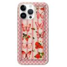 For iPhone 13 Pro Max Double Sided IMD Full Coverage TPU Phone Case(Pink Butterfly Fruit) - 1