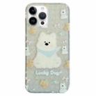 For iPhone 13 Pro Double Sided IMD Full Coverage TPU Phone Case(Blue Scarf Puppy) - 1