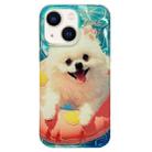 For iPhone 13 Double Sided IMD Full Coverage TPU Phone Case(Pink Swimming Ring Pomeranian) - 1
