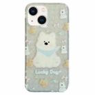 For iPhone 13 Double Sided IMD Full Coverage TPU Phone Case(Blue Scarf Puppy) - 1