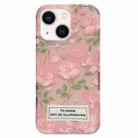 For iPhone 13 Double Sided IMD Full Coverage TPU Phone Case(Pink Petals Green Stems) - 1