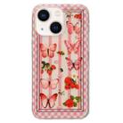 For iPhone 13 Double Sided IMD Full Coverage TPU Phone Case(Pink Butterfly Fruit) - 1