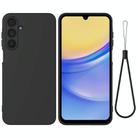 For Samsung Galaxy M16 / F16 Pure Color Liquid Silicone Shockproof Phone Case(Black) - 1