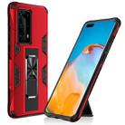 For Huawei P40 Pro+ Soldier Armor Shockproof TPU + PC Magnetic Protective Case with Holder(Red) - 1