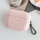 For AirPods Pro 2 Cross Texture PU Leather Bluetooth Earphone Protective Case(Pink) - 1