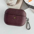 For AirPods Pro 2 Cross Texture PU Leather Bluetooth Earphone Protective Case(Dark Brown) - 1
