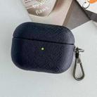 For AirPods Pro 2 Cross Texture PU Leather Bluetooth Earphone Protective Case(Dark Blue) - 1