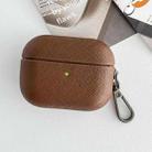 For AirPods Pro 2 Cross Texture PU Leather Bluetooth Earphone Protective Case(Brown) - 1