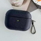 For AirPods 3 Cross Texture PU Leather Bluetooth Earphone Protective Case(Dark Blue) - 1