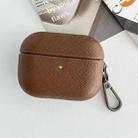 For AirPods 3 Cross Texture PU Leather Bluetooth Earphone Protective Case(Brown) - 1