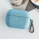 For AirPods Pro Cross Texture PU Leather Bluetooth Earphone Protective Case(Sky Blue) - 1