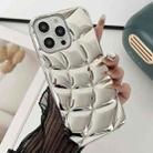 For iPhone 15 Pro Max Curved Plaid Plated Metallic Paint TPU Phone Case(Silver) - 1