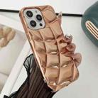 For iPhone 15 Pro Max Curved Plaid Plated Metallic Paint TPU Phone Case(Gold) - 1