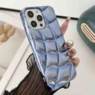 For iPhone 15 Pro Max Curved Plaid Plated Metallic Paint TPU Phone Case(Blue) - 1