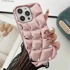 For iPhone 15 Pro Curved Plaid Plated Metallic Paint TPU Phone Case(Pink) - 1