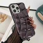 For iPhone 15 Pro Curved Plaid Plated Metallic Paint TPU Phone Case(Black) - 1