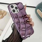 For iPhone 15 Pro Curved Plaid Plated Metallic Paint TPU Phone Case(Purple) - 1