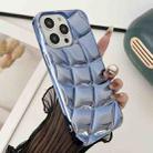 For iPhone 15 Pro Curved Plaid Plated Metallic Paint TPU Phone Case(Blue) - 1