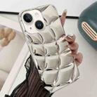 For iPhone 15 Plus Curved Plaid Plated Metallic Paint TPU Phone Case(Silver) - 1