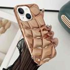 For iPhone 15 Curved Plaid Plated Metallic Paint TPU Phone Case(Gold) - 1