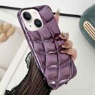 For iPhone 15 Curved Plaid Plated Metallic Paint TPU Phone Case(Purple) - 1