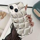 For iPhone 14 Plus Curved Plaid Plated Metallic Paint TPU Phone Case(Silver) - 1