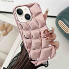 For iPhone 14 Plus Curved Plaid Plated Metallic Paint TPU Phone Case(Pink) - 1