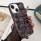 For iPhone 14 Plus Curved Plaid Plated Metallic Paint TPU Phone Case(Black) - 1