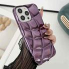 For iPhone 14 Pro Curved Plaid Plated Metallic Paint TPU Phone Case(Purple) - 1