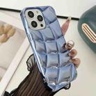 For iPhone 14 Pro Curved Plaid Plated Metallic Paint TPU Phone Case(Blue) - 1