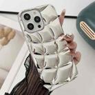 For iPhone 14 Pro Max Curved Plaid Plated Metallic Paint TPU Phone Case(Silver) - 1