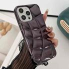 For iPhone 13 Pro Max Curved Plaid Plated Metallic Paint TPU Phone Case(Black) - 1