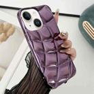 For iPhone 13 Curved Plaid Plated Metallic Paint TPU Phone Case(Purple) - 1