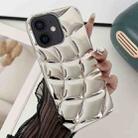 For iPhone 12 Curved Plaid Plated Metallic Paint TPU Phone Case(Silver) - 1