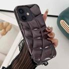 For iPhone 12 Curved Plaid Plated Metallic Paint TPU Phone Case(Black) - 1