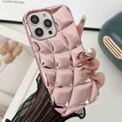 For iPhone 12 Pro Max Curved Plaid Plated Metallic Paint TPU Phone Case(Pink) - 1