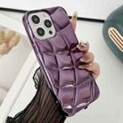 For iPhone 12 Pro Curved Plaid Plated Metallic Paint TPU Phone Case(Purple) - 1