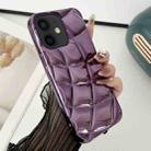 For iPhone 11 Curved Plaid Plated Metallic Paint TPU Phone Case(Purple) - 1