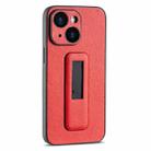 For iPhone 15 PU Leather Push-pull Bracket Shockproof Phone Case(Red) - 1