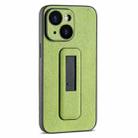 For iPhone 15 Plus PU Leather Push-pull Bracket Shockproof Phone Case(Green) - 1