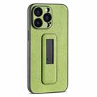 For iPhone 15 Pro PU Leather Push-pull Bracket Shockproof Phone Case(Green) - 1