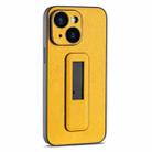 For iPhone 14 PU Leather Push-pull Bracket Shockproof Phone Case(Yellow) - 1