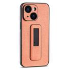 For iPhone 14 PU Leather Push-pull Bracket Shockproof Phone Case(Orange) - 1